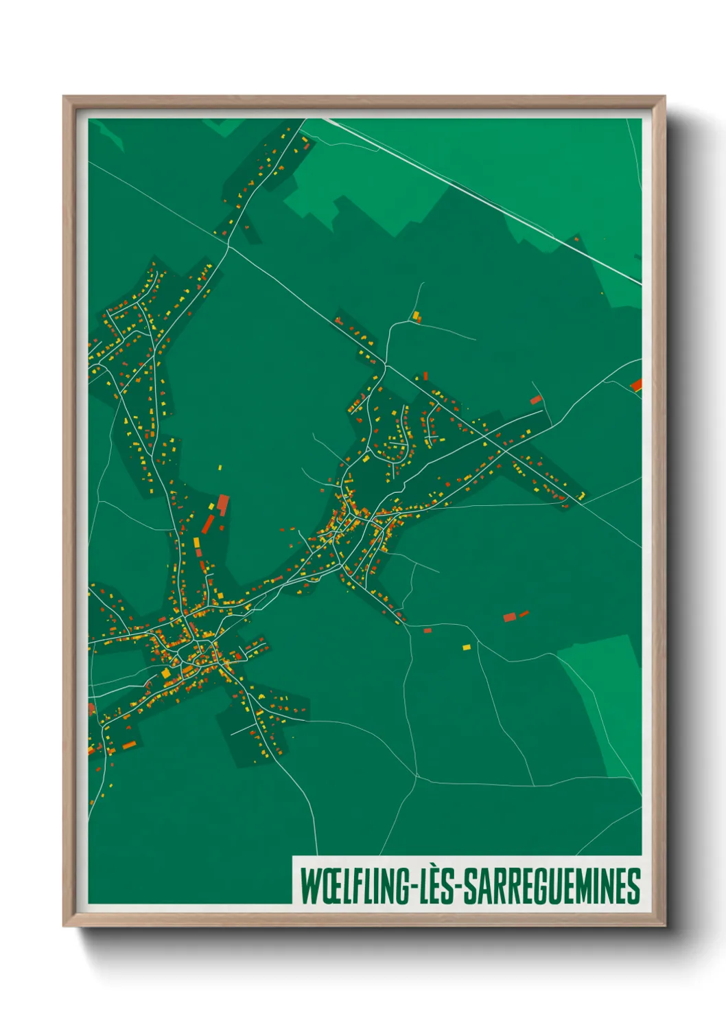 Une affiche de carte sur Wœlfling-lès-Sarreguemines