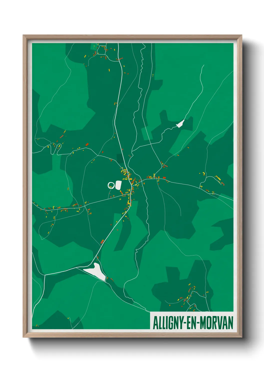 Une affiche de carte sur Alligny-en-Morvan