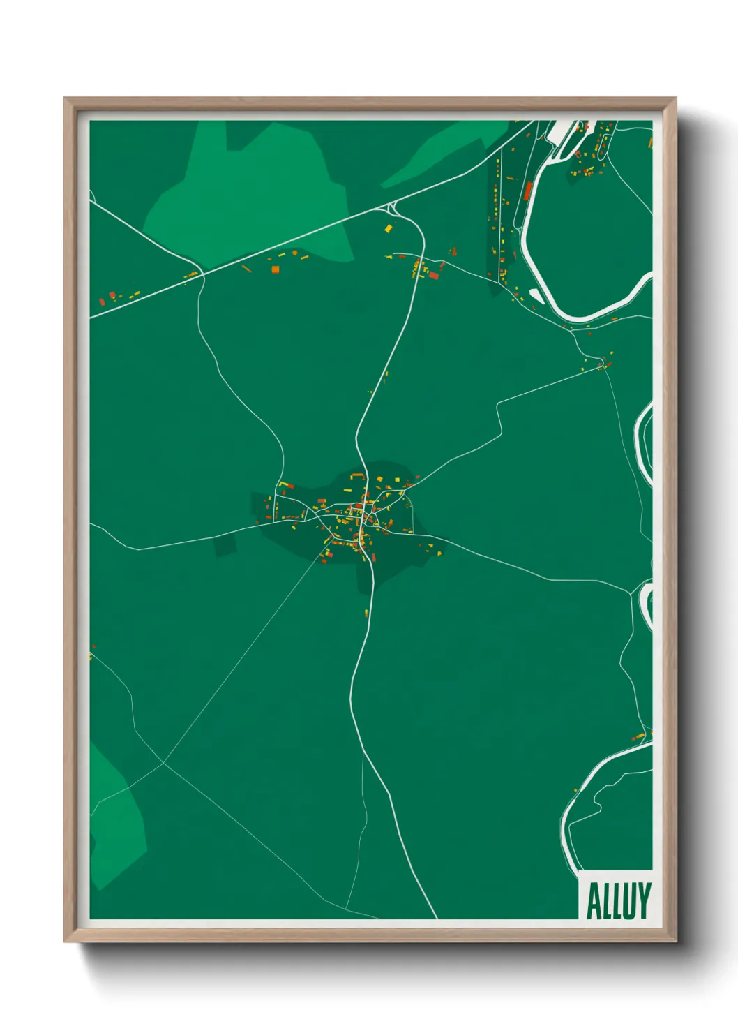 Une affiche de carte sur Alluy