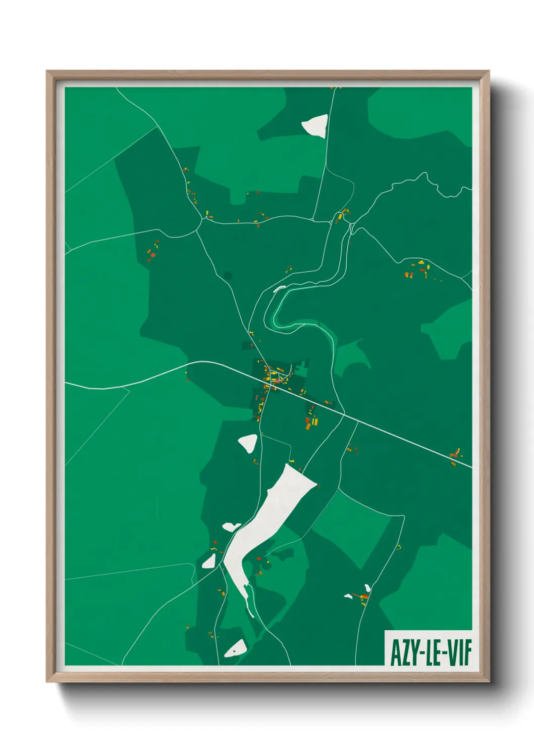 Une affiche de carte sur Azy-le-Vif