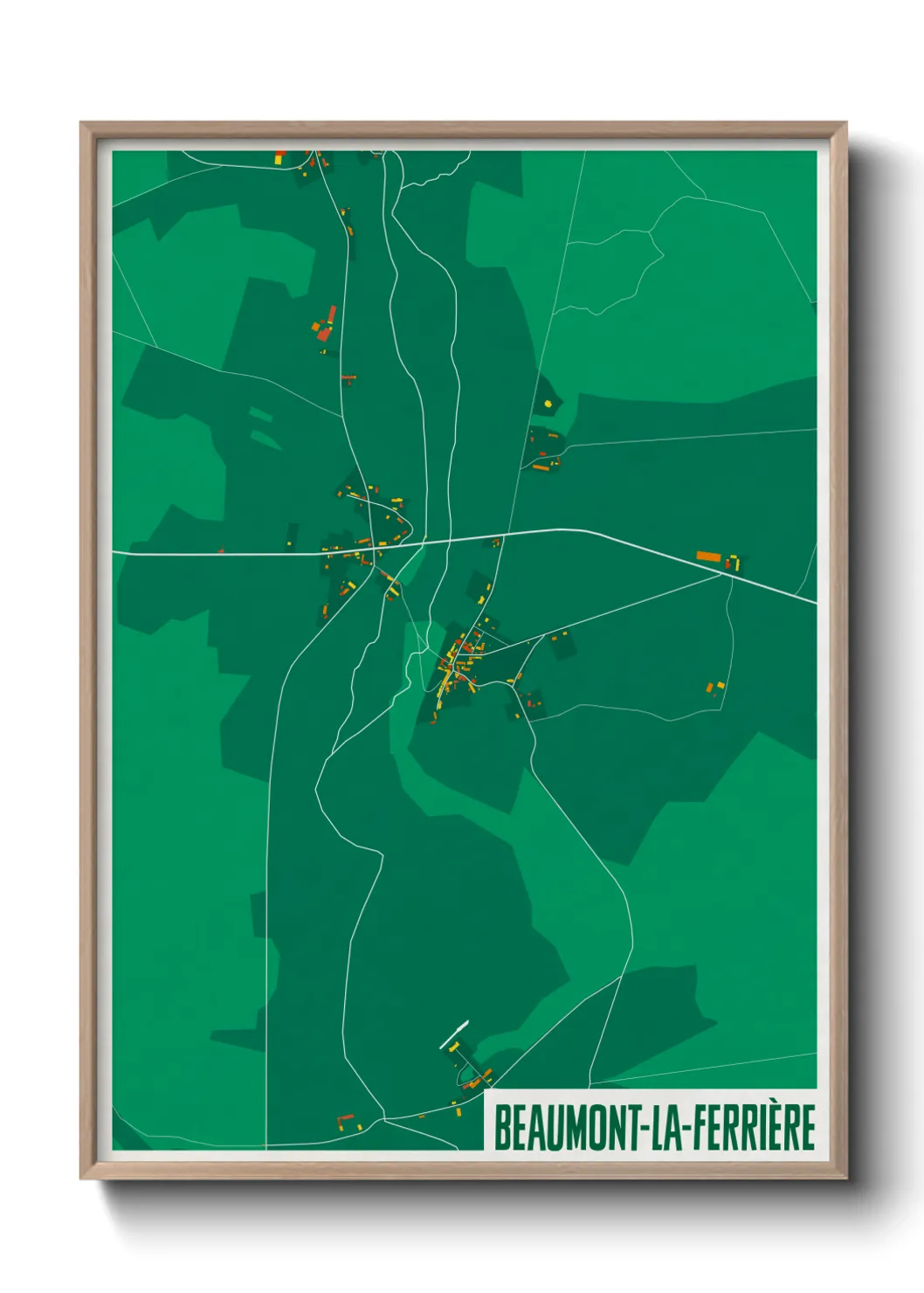 Une affiche de carte sur Beaumont-la-Ferrière