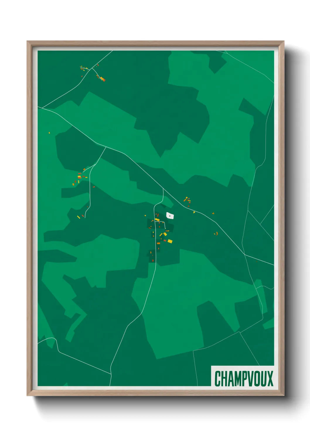 Une affiche de carte sur Champvoux