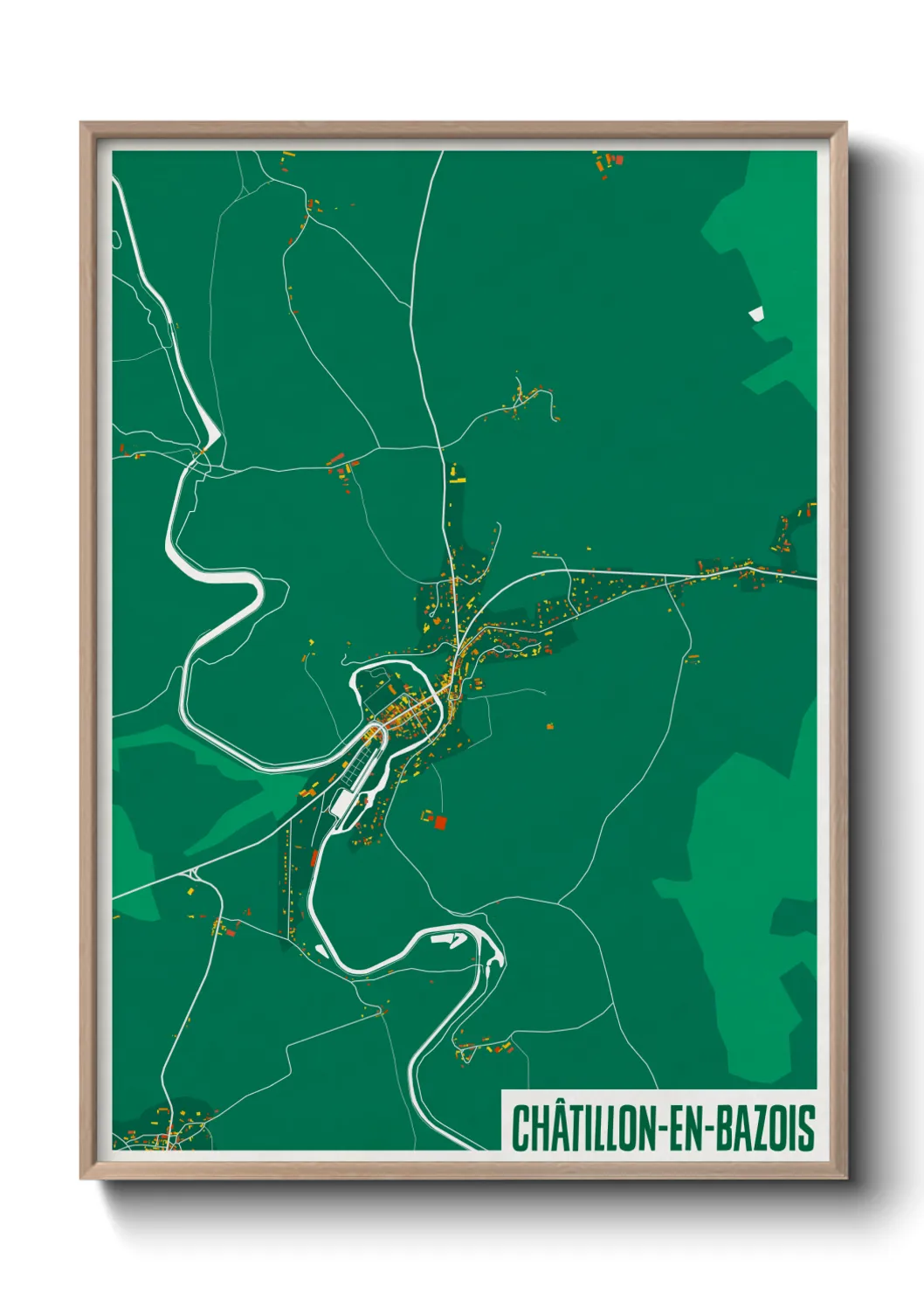 Une affiche de carte sur Châtillon-en-Bazois