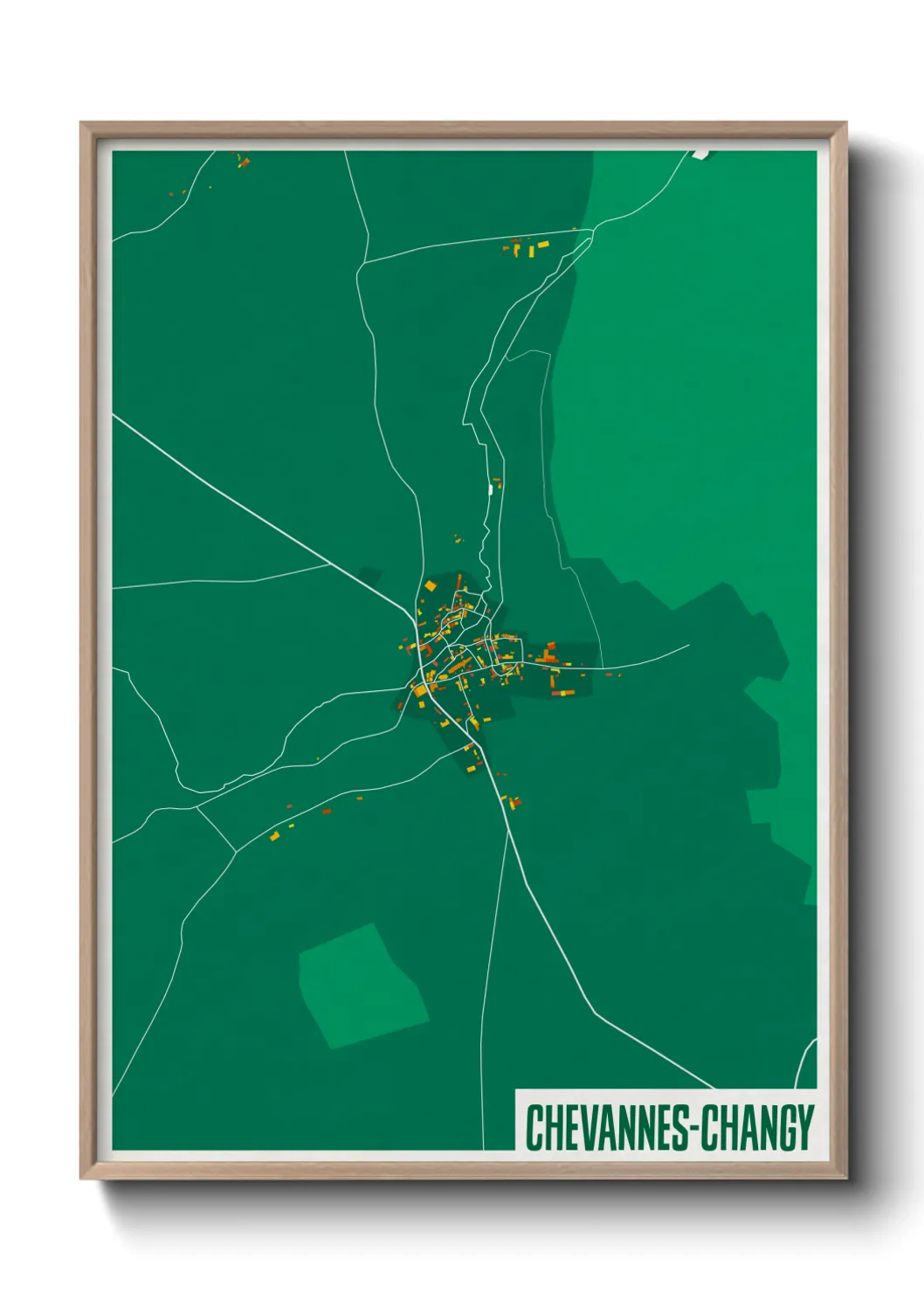 Une affiche de carte sur Chevannes-Changy