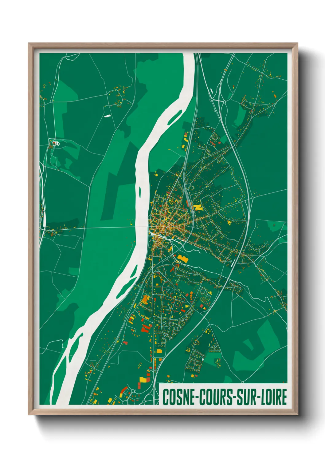 Une affiche de carte sur Cosne-Cours-sur-Loire