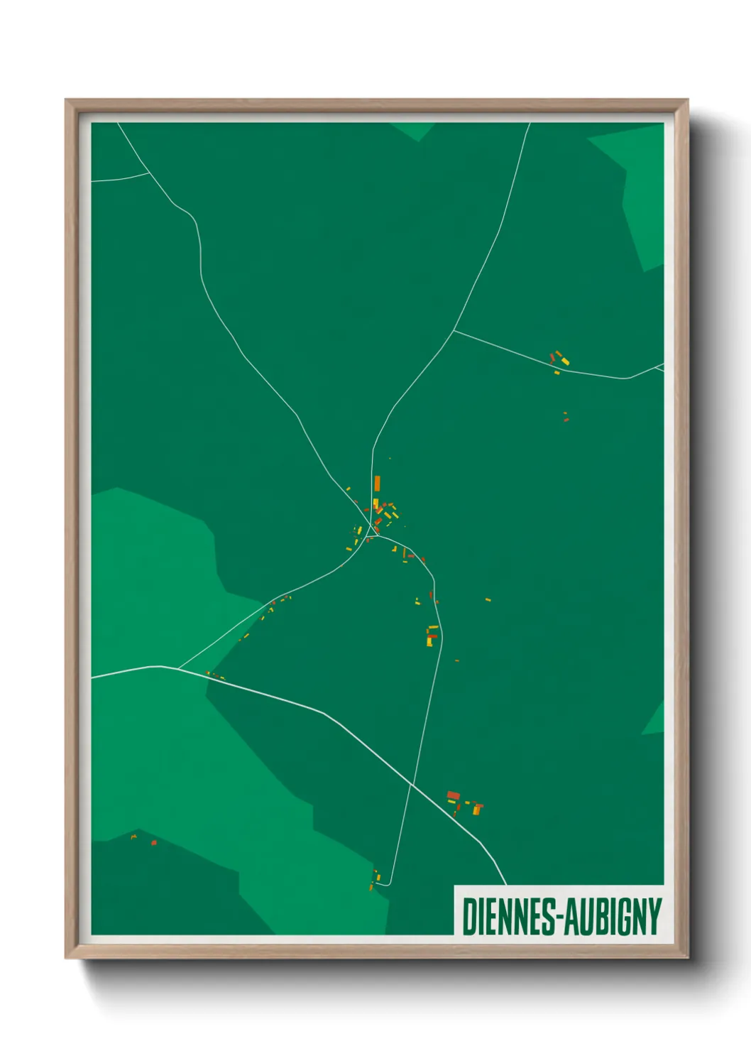 Une affiche de carte sur Diennes-Aubigny