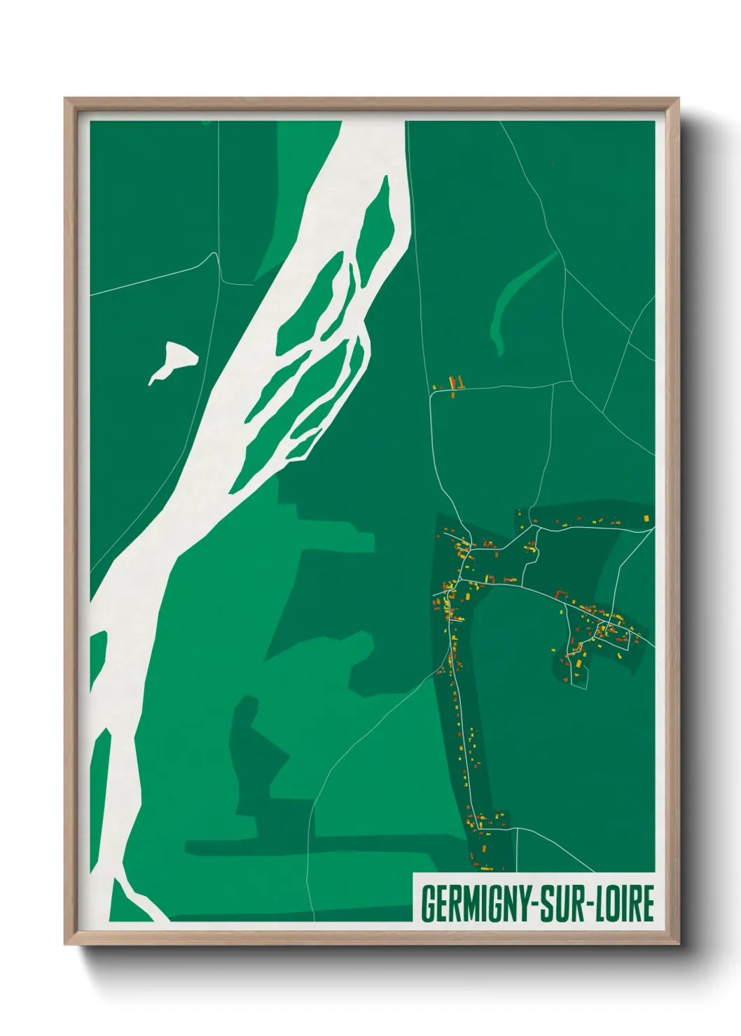 Une affiche de carte sur Germigny-sur-Loire