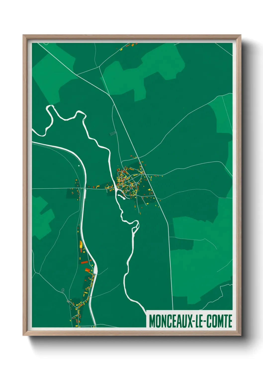 Une affiche de carte sur Monceaux-le-Comte