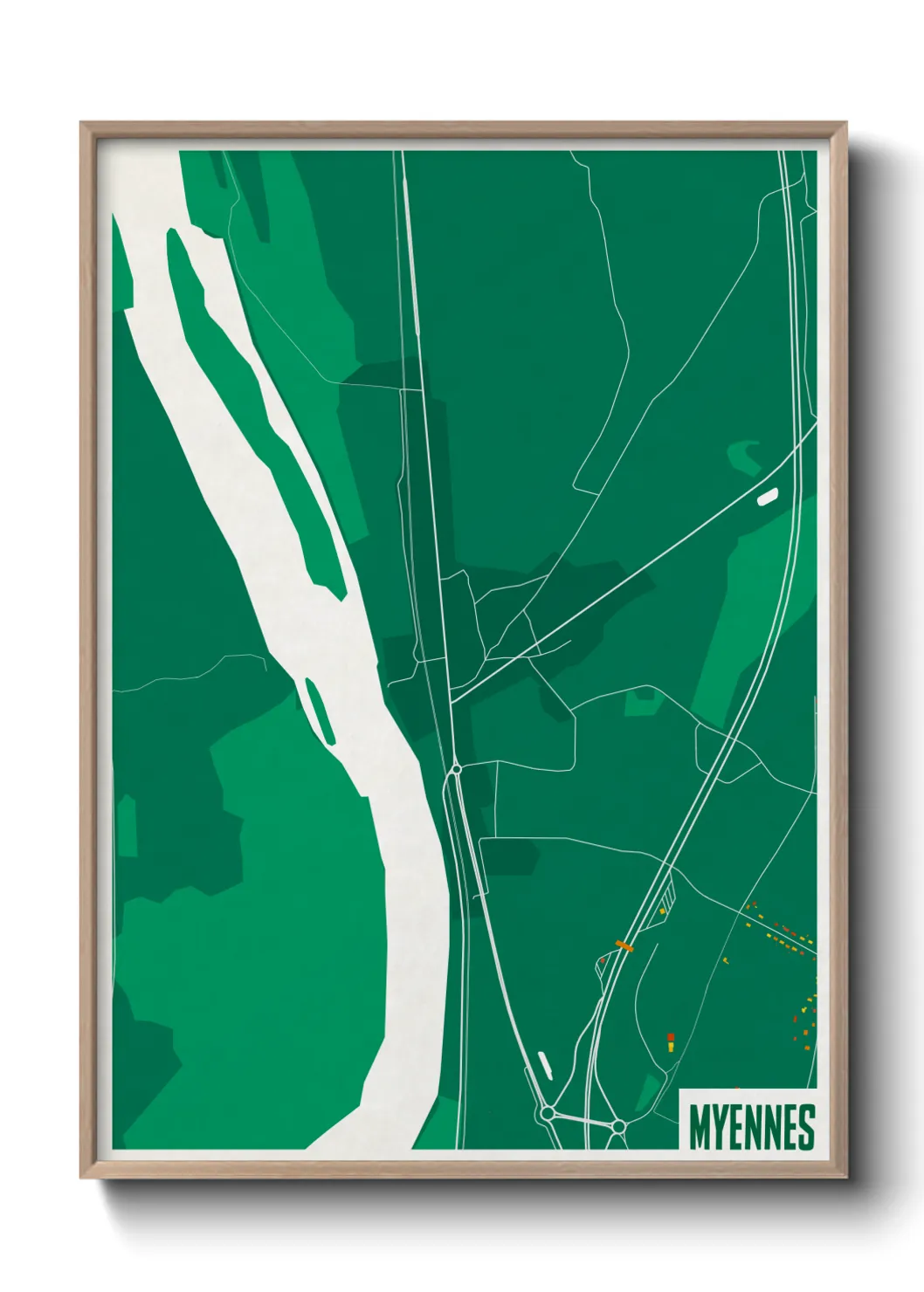 Une affiche de carte sur Myennes