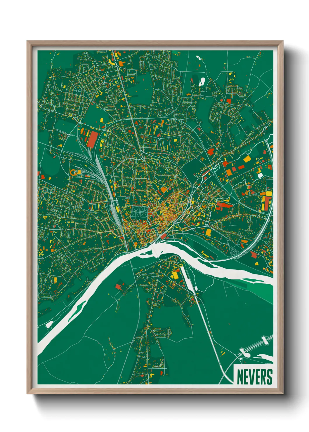 Une affiche de carte sur Nevers
