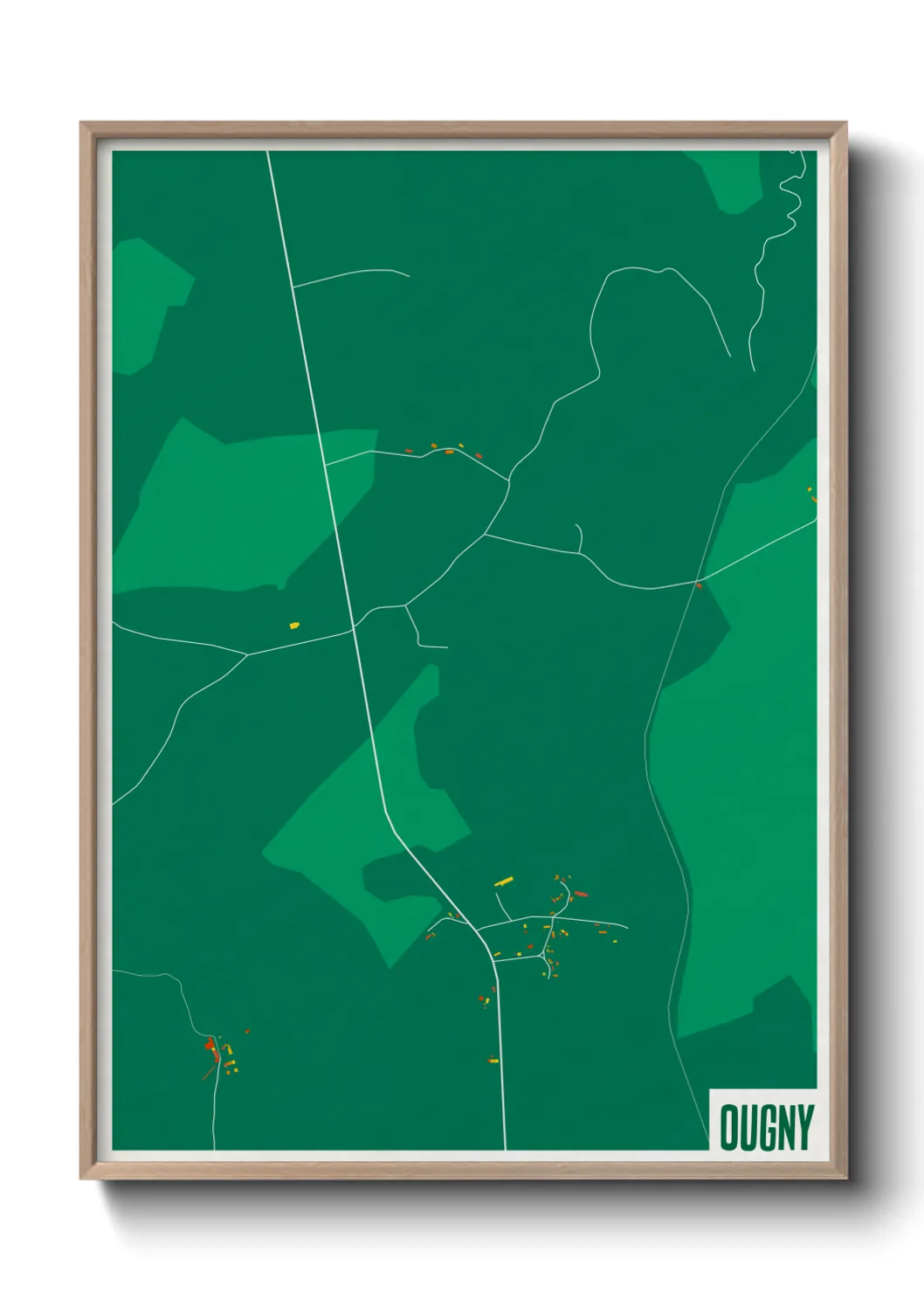 Une affiche de carte sur Ougny