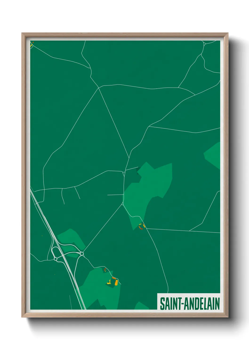 Une affiche de carte sur Saint-Andelain