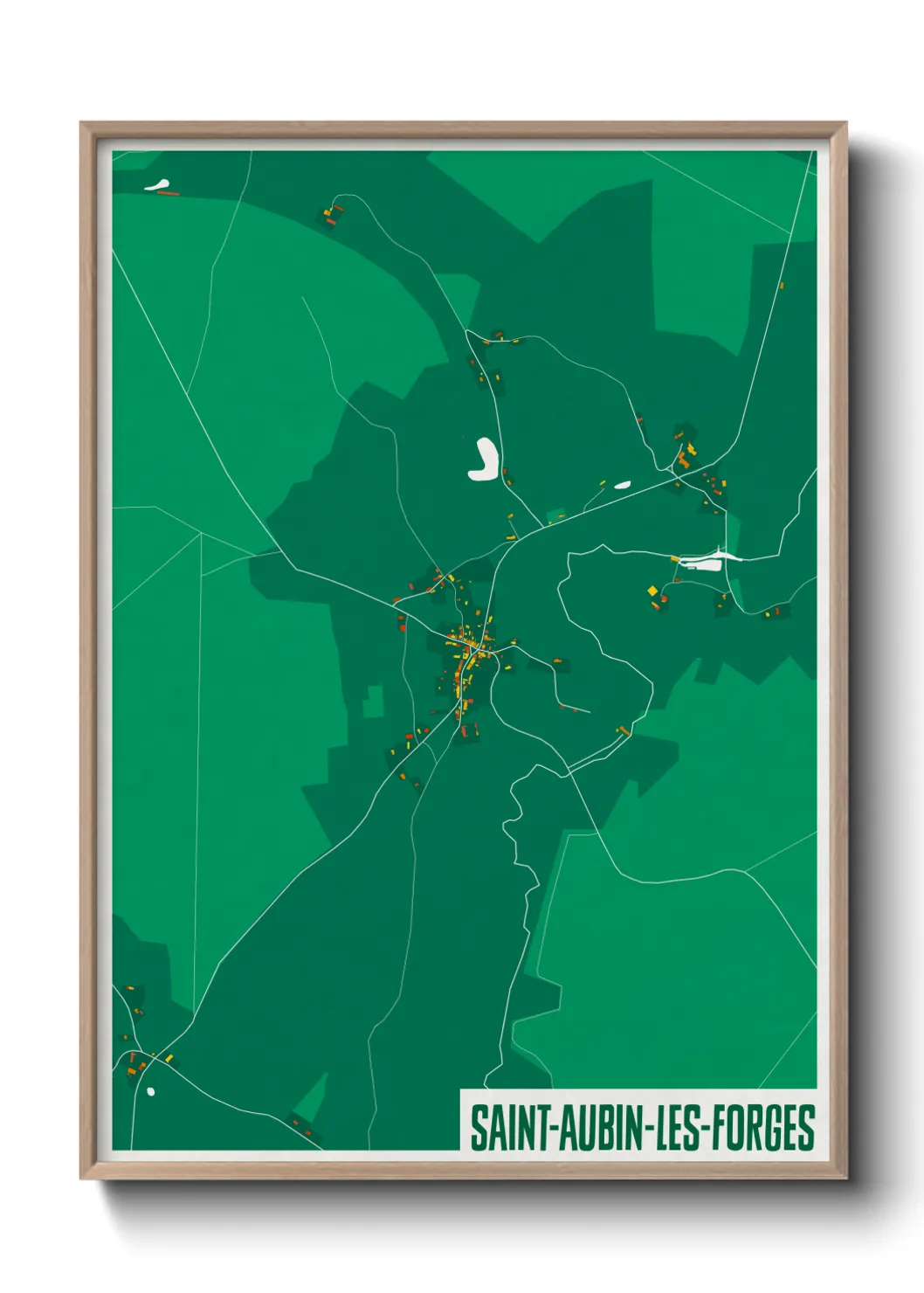 Une affiche de carte sur Saint-Aubin-les-Forges
