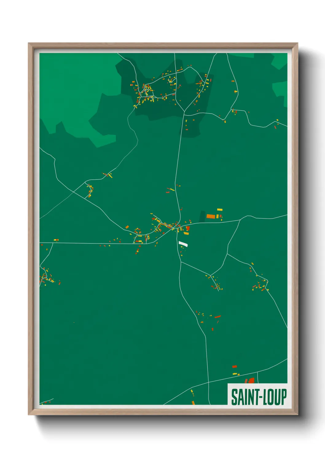 Une affiche de carte sur Saint-Loup