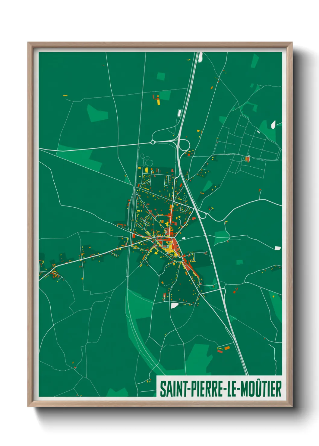 Une affiche de carte sur Saint-Pierre-le-Moûtier