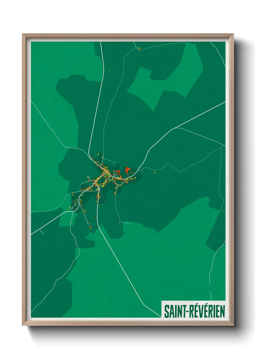 Une affiche de carte sur Saint-Révérien