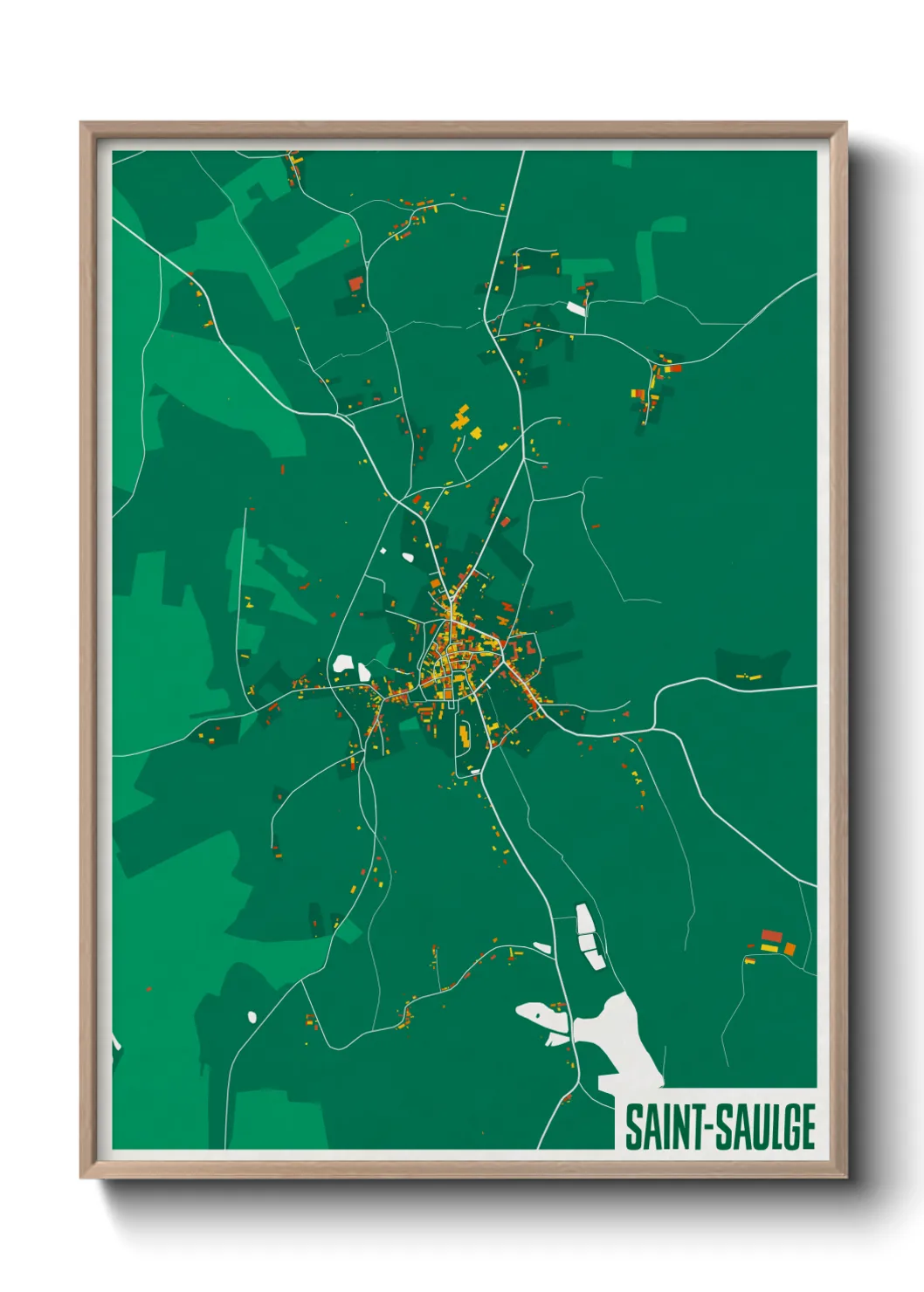 Une affiche de carte sur Saint-Saulge