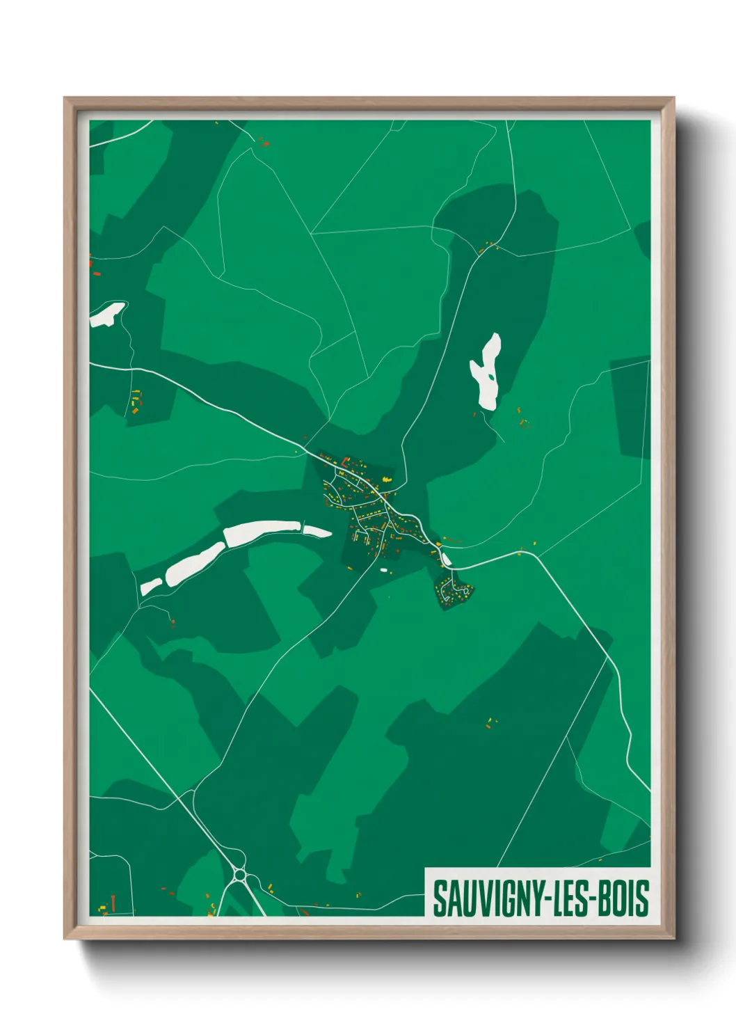 Une affiche de carte sur Sauvigny-les-Bois