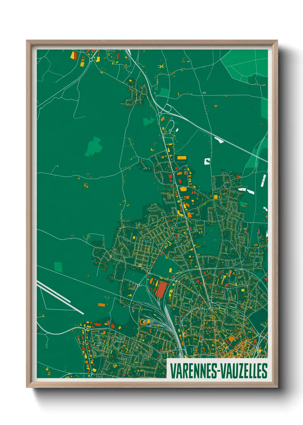 Une affiche de carte sur Varennes-Vauzelles