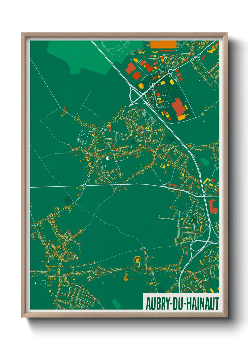 Une affiche de carte sur Aubry-du-Hainaut