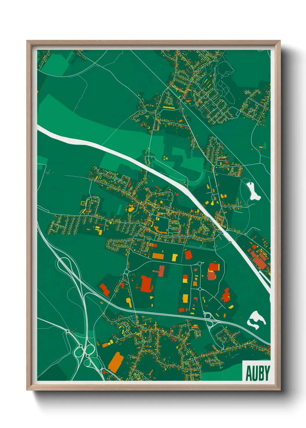Une affiche de carte sur Auby