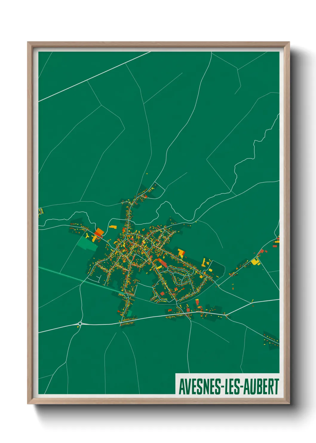 Une affiche de carte sur Avesnes-les-Aubert