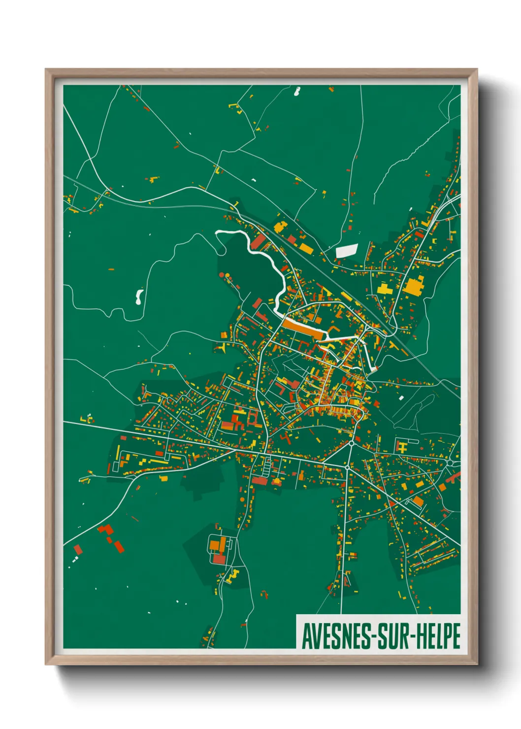 Une affiche de carte sur Avesnes-sur-Helpe