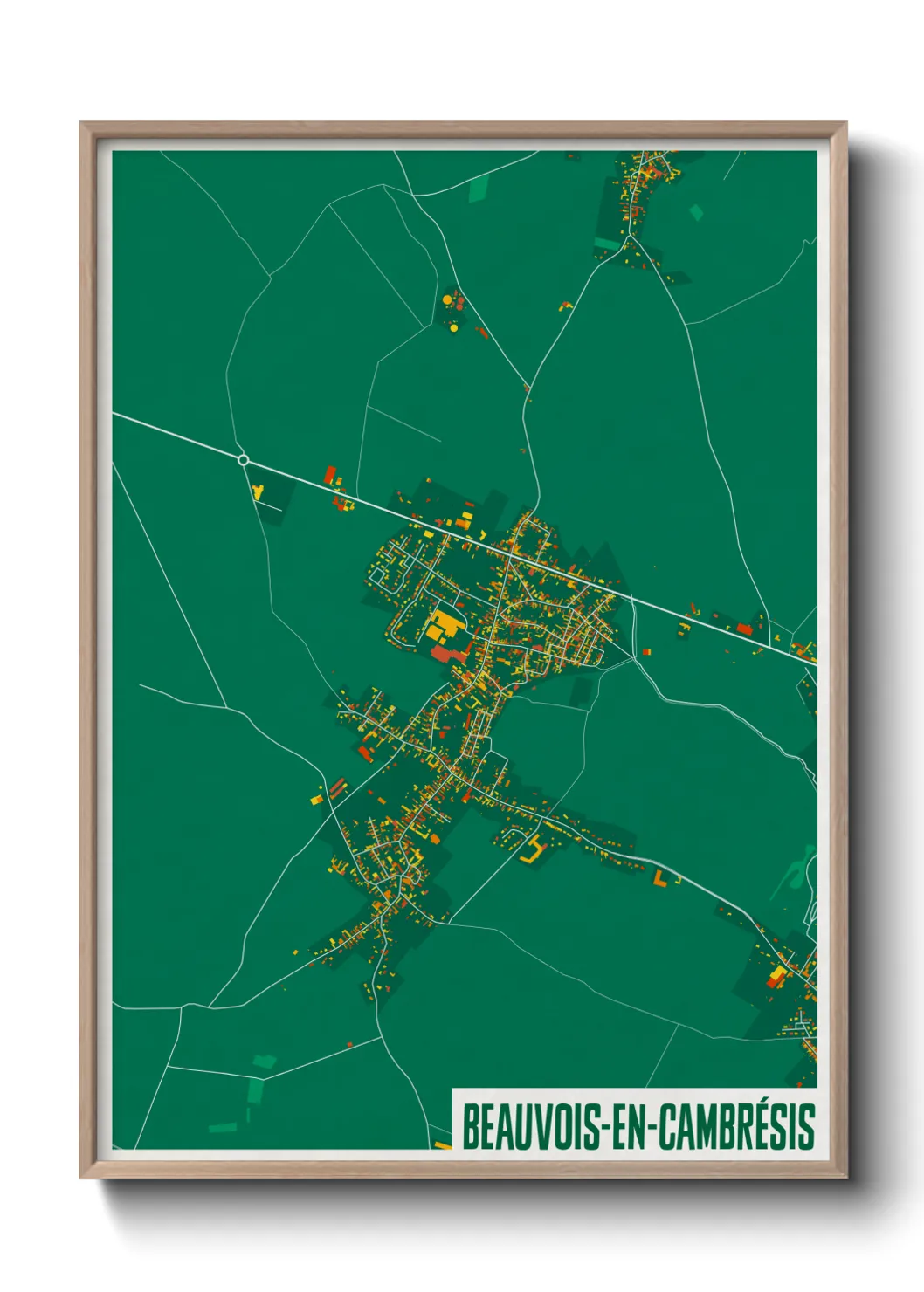 Une affiche de carte sur Beauvois-en-Cambrésis