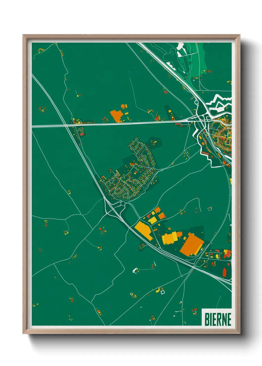 Une affiche de carte sur Bierne
