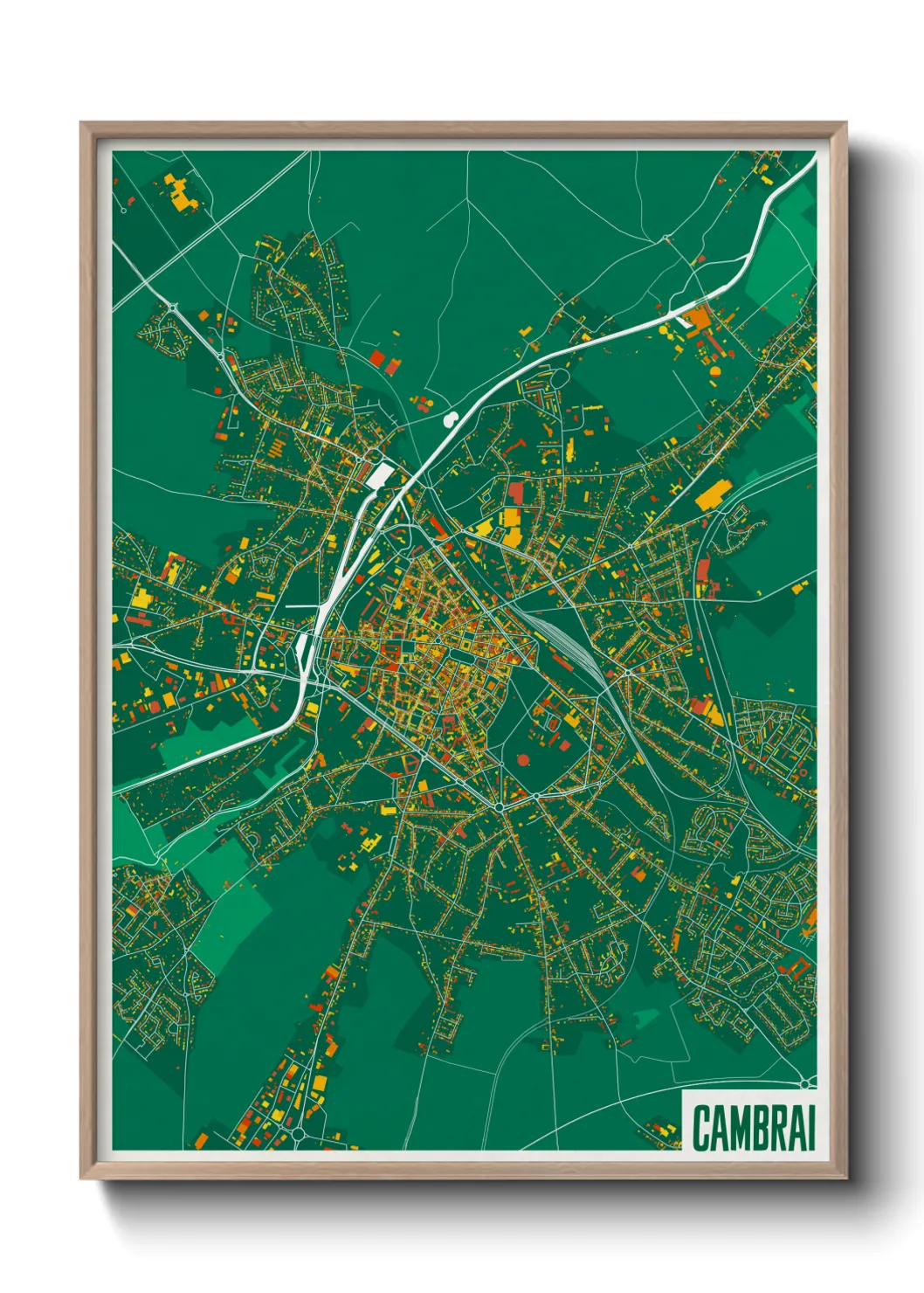 Une affiche de carte sur Cambrai