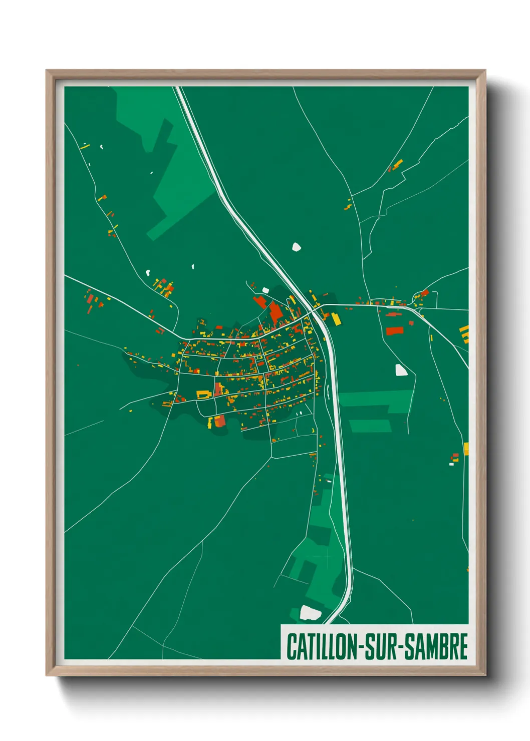 Une affiche de carte sur Catillon-sur-Sambre