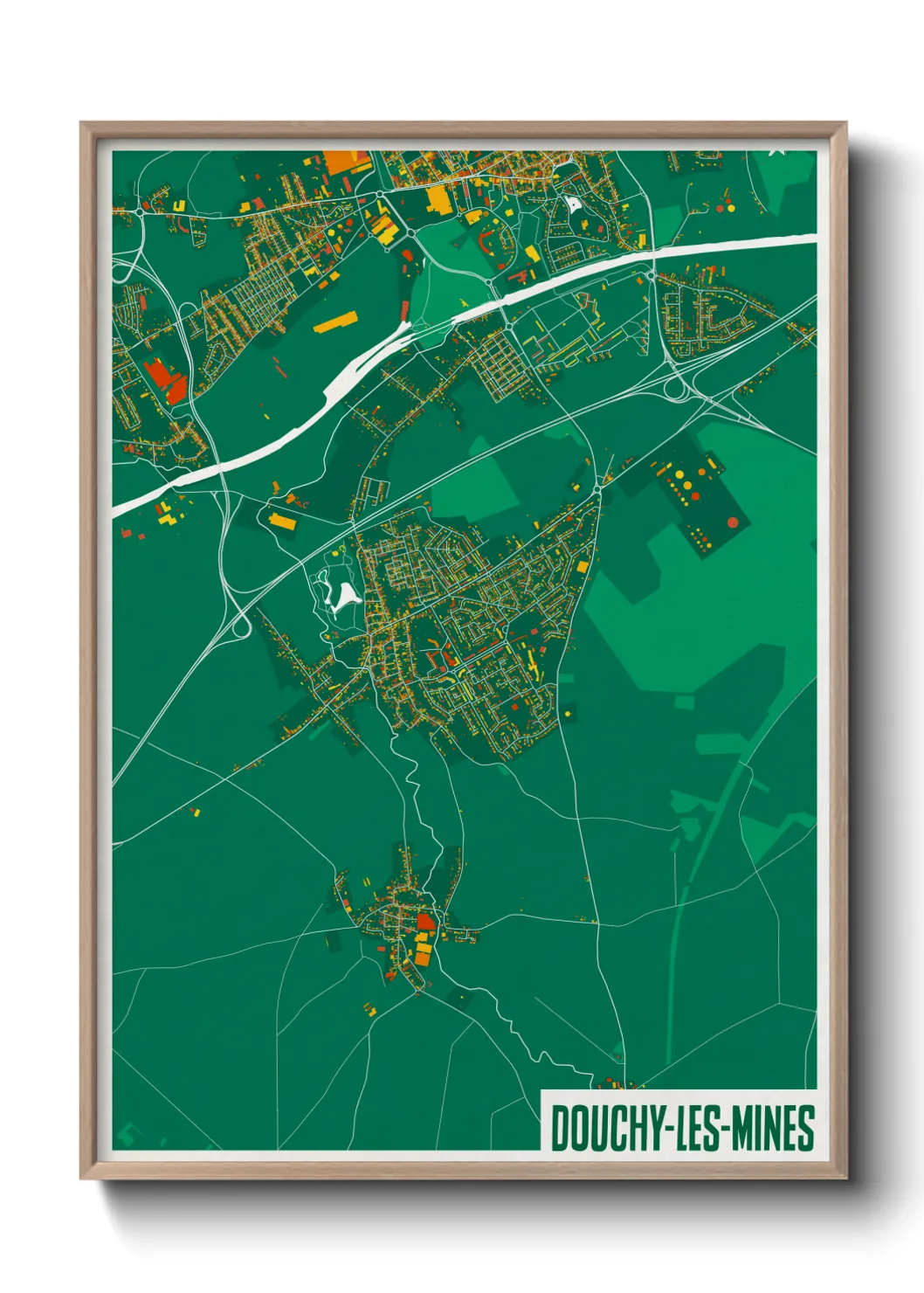 Une affiche de carte sur Douchy-les-Mines