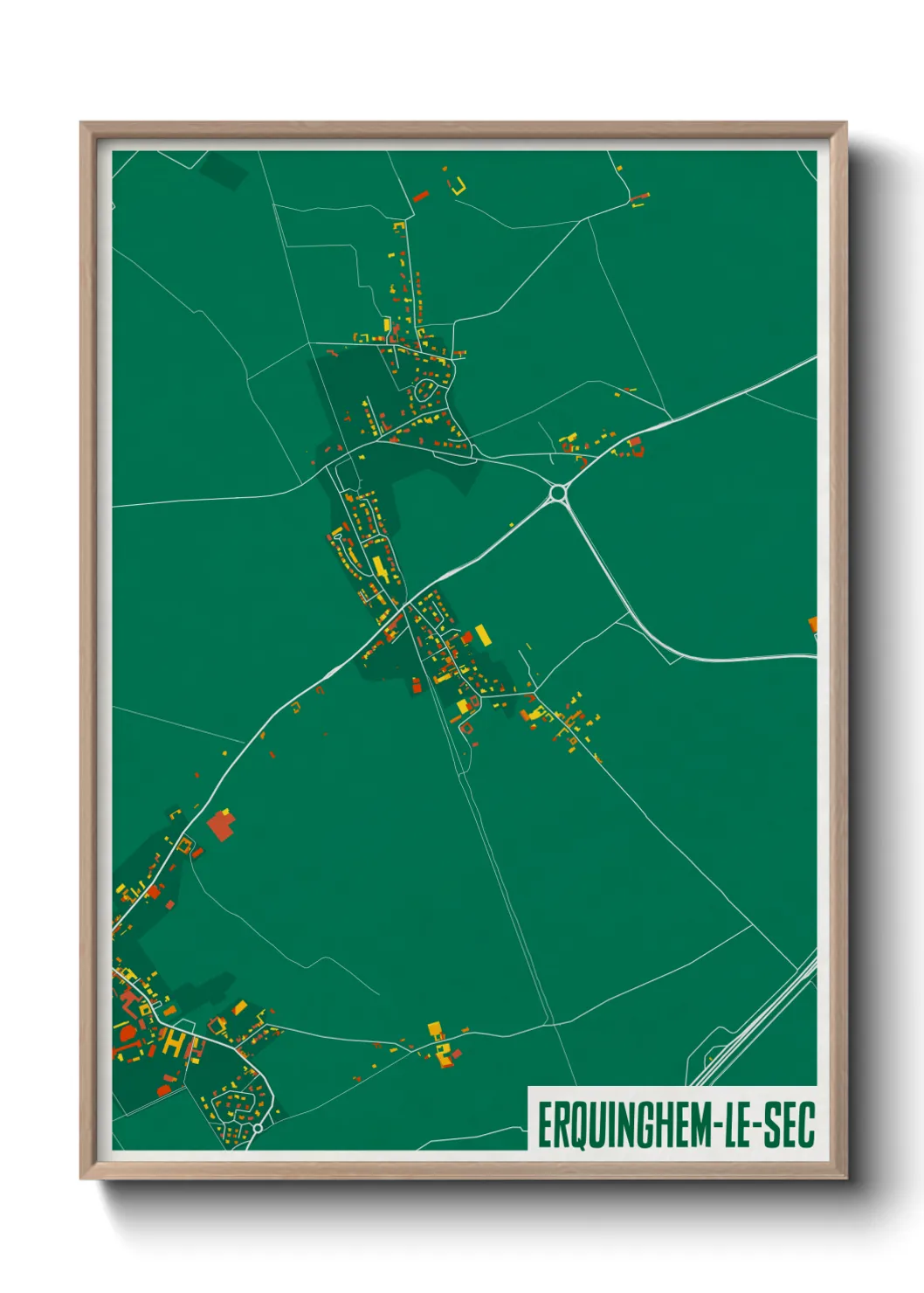 Une affiche de carte sur Erquinghem-le-Sec