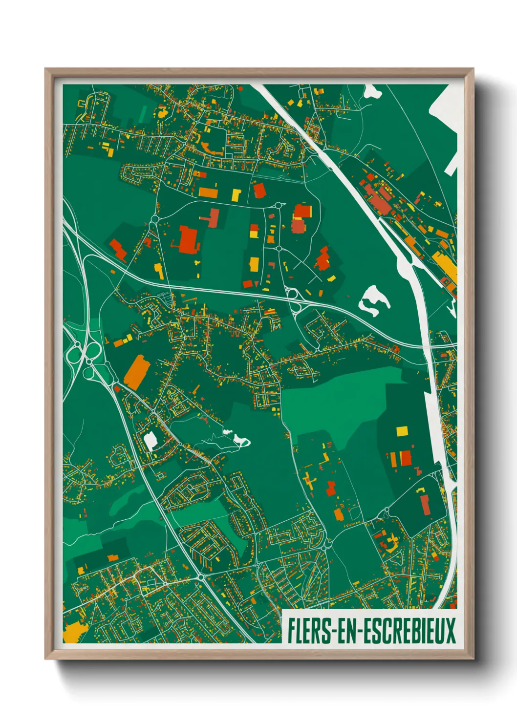 Une affiche de carte sur Flers-en-Escrebieux