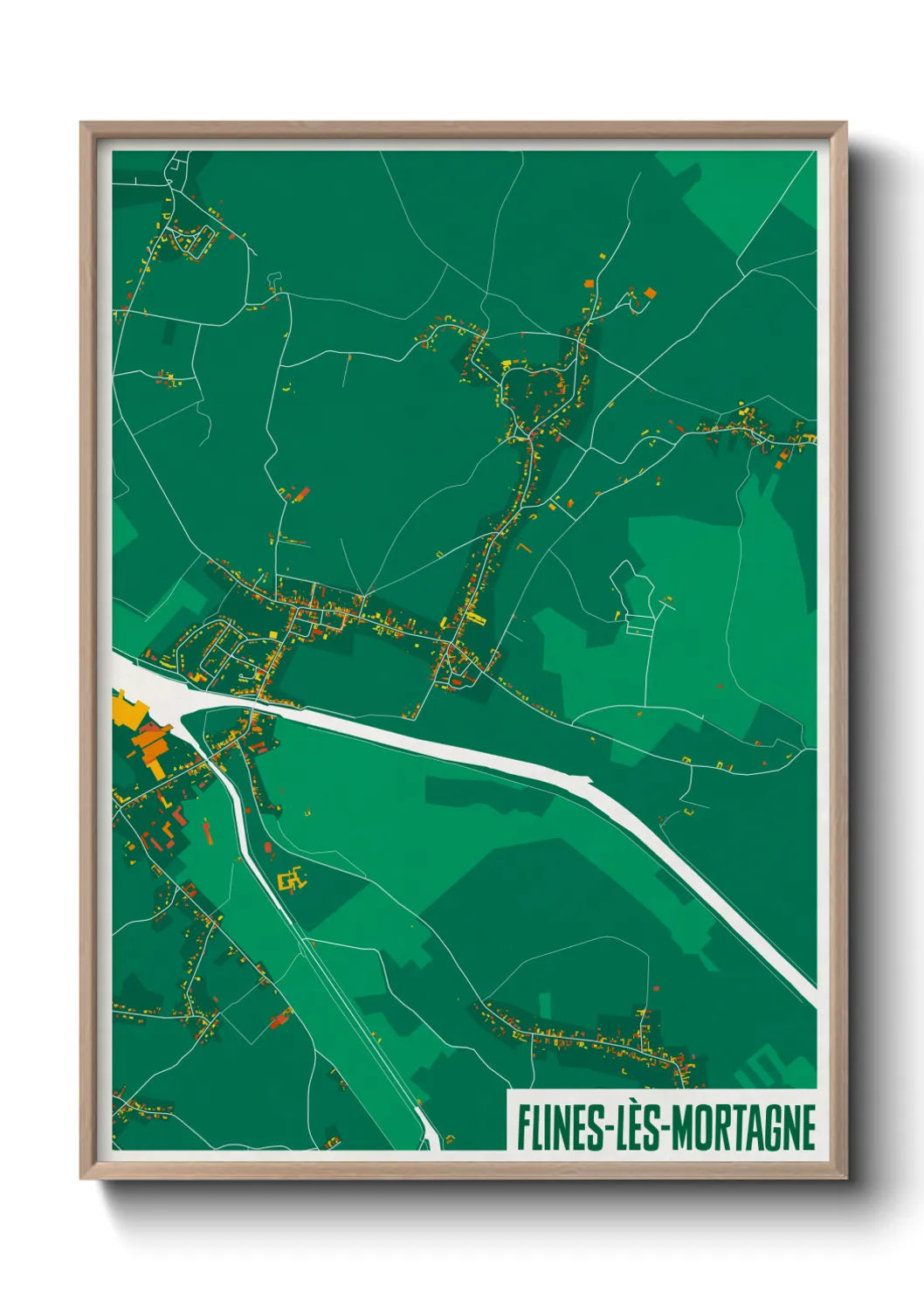 Une affiche de carte sur Flines-lès-Mortagne