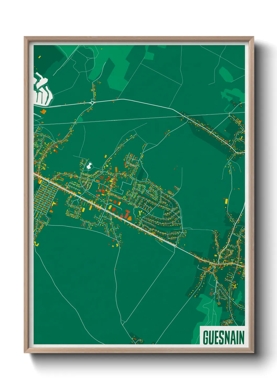 Une affiche de carte sur Guesnain