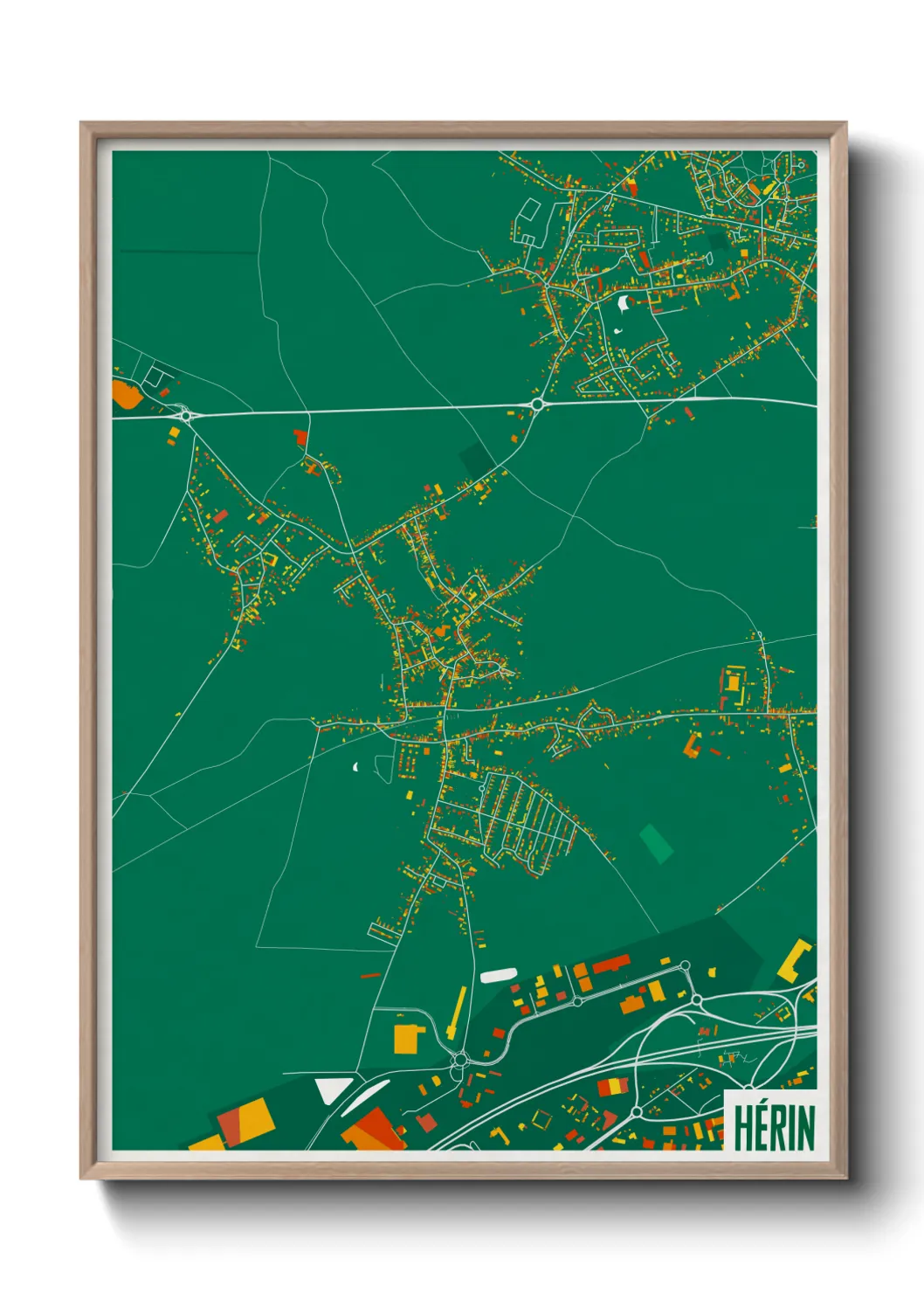 Une affiche de carte sur Hérin