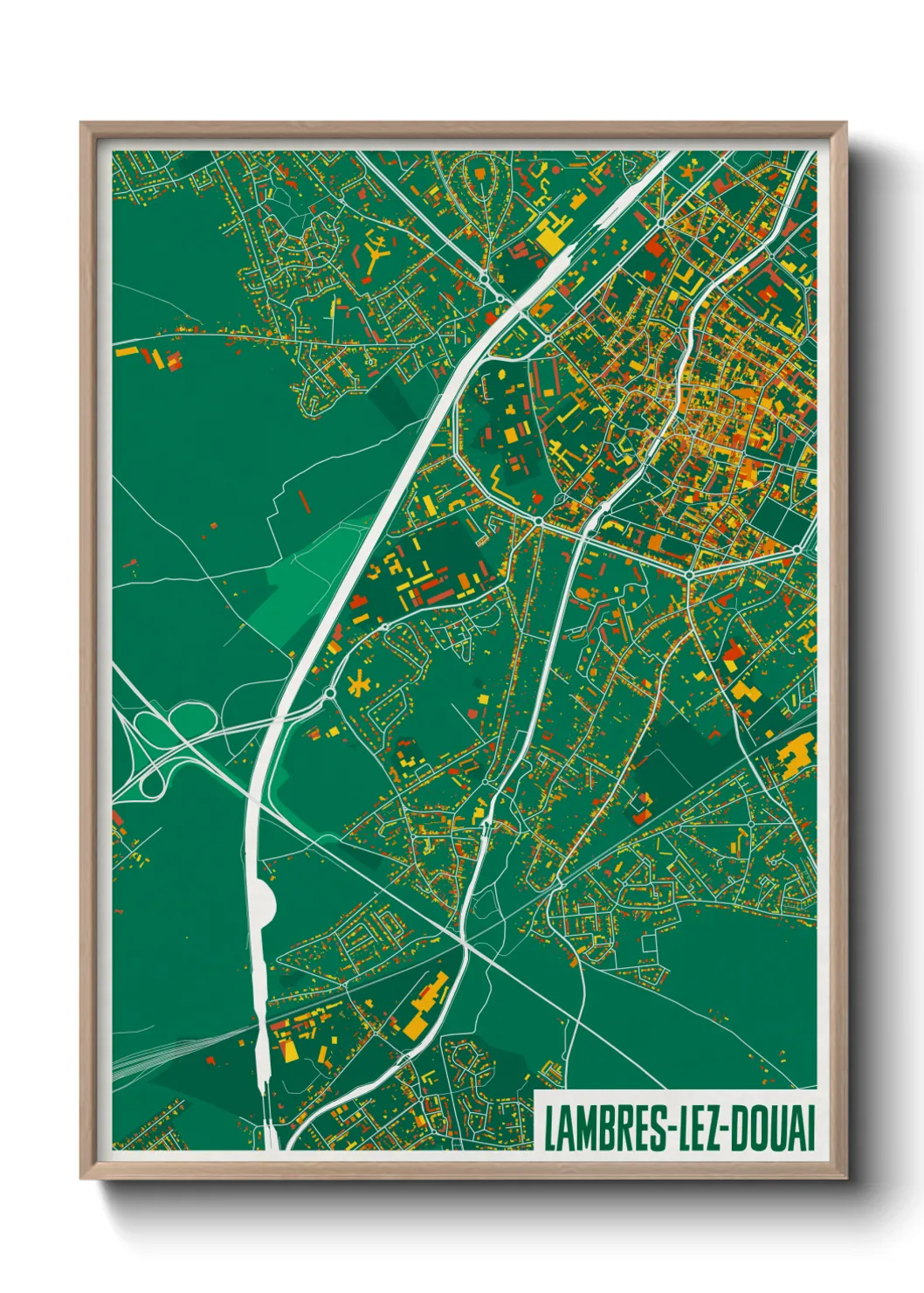 Une affiche de carte sur Lambres-lez-Douai