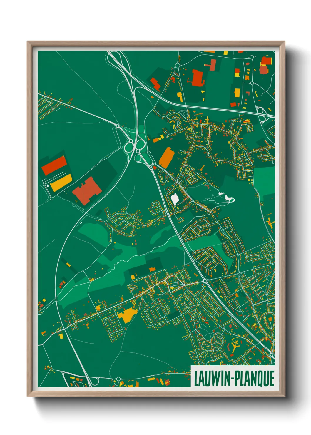Une affiche de carte sur Lauwin-Planque