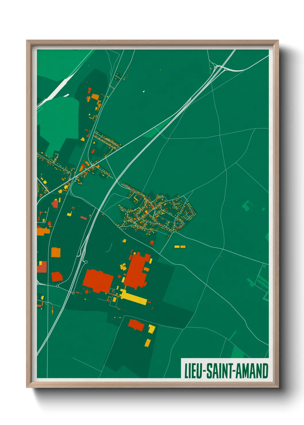 Une affiche de carte sur Lieu-Saint-Amand