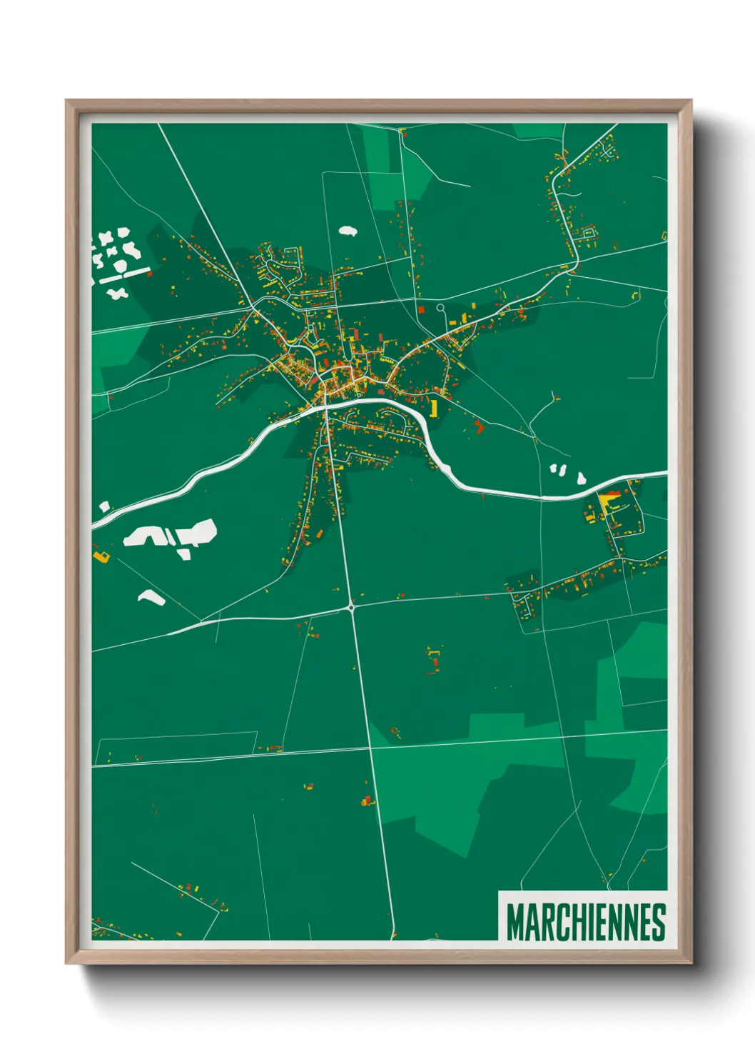 Une affiche de carte sur Marchiennes