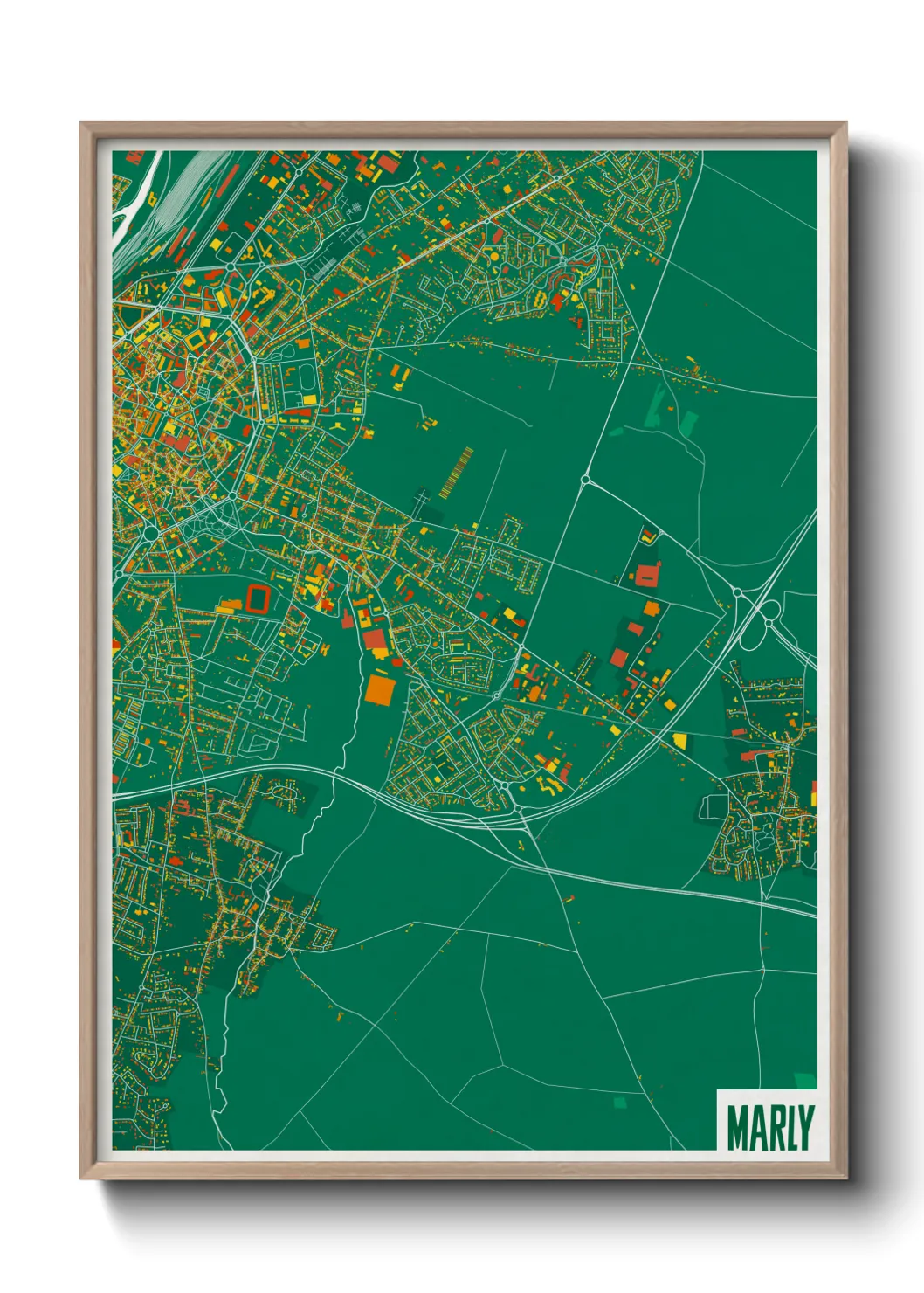 Une affiche de carte sur Marly