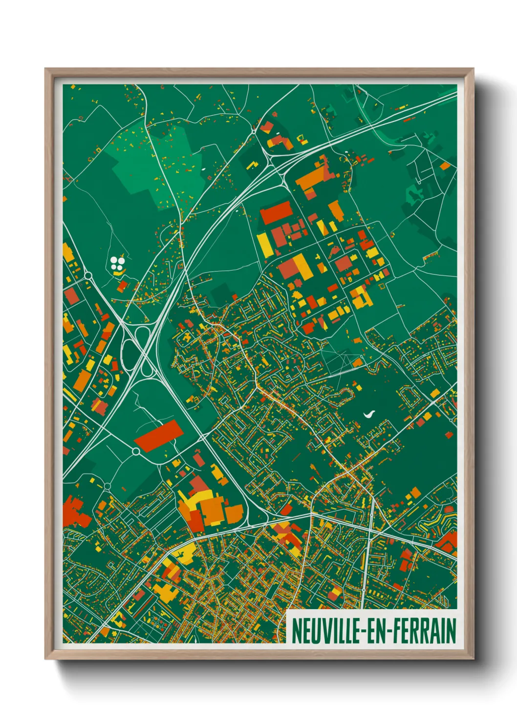 Une affiche de carte sur Neuville-en-Ferrain