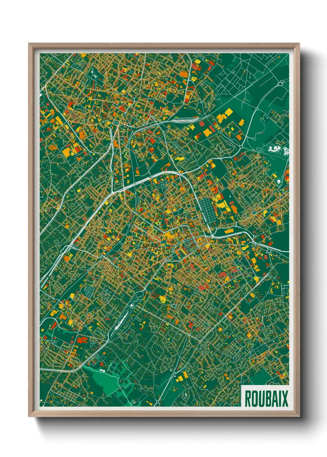 Une affiche de carte sur Roubaix