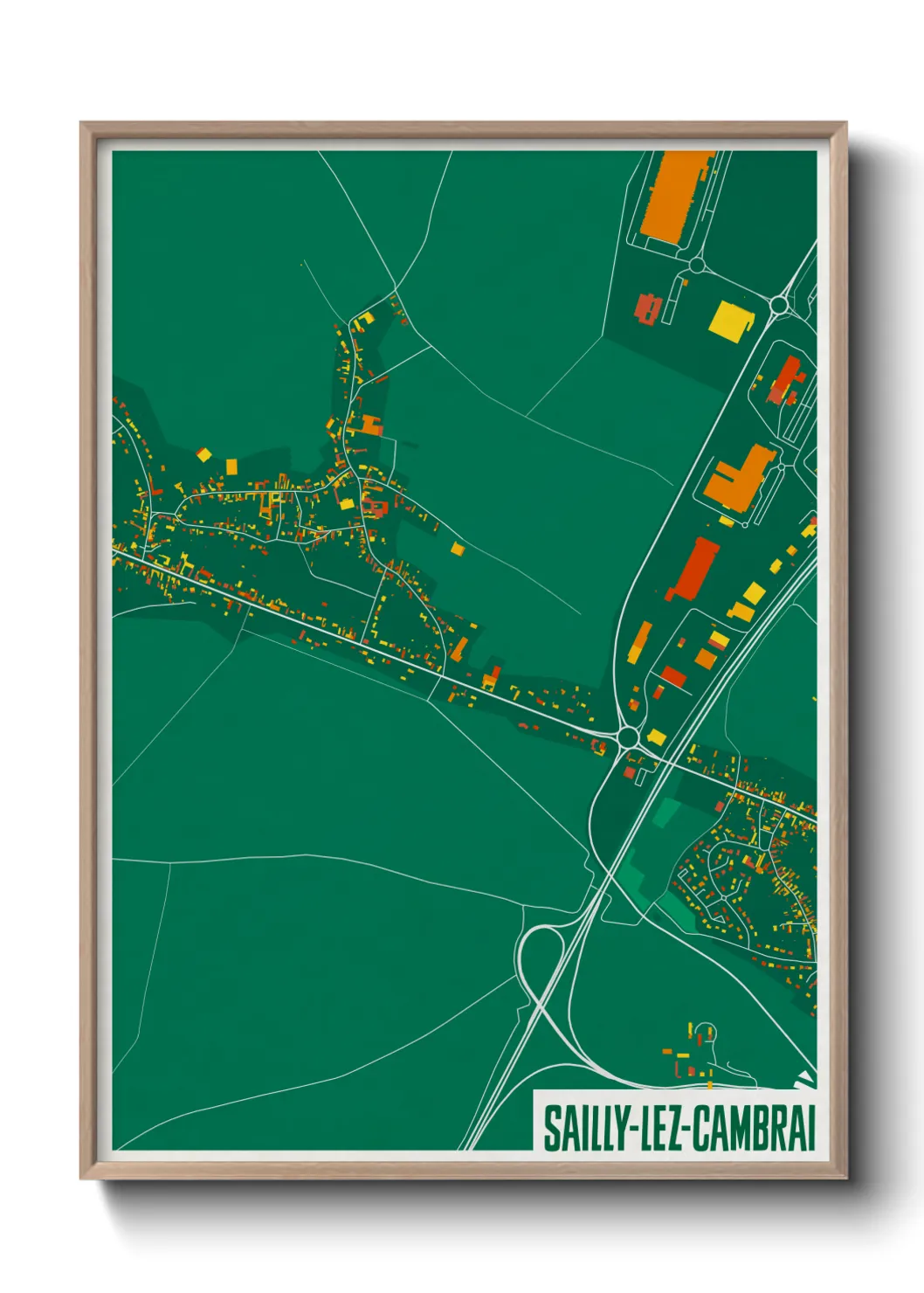 Une affiche de carte sur Sailly-lez-Cambrai