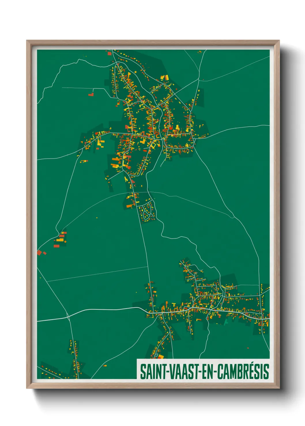Une affiche de carte sur Saint-Vaast-en-Cambrésis