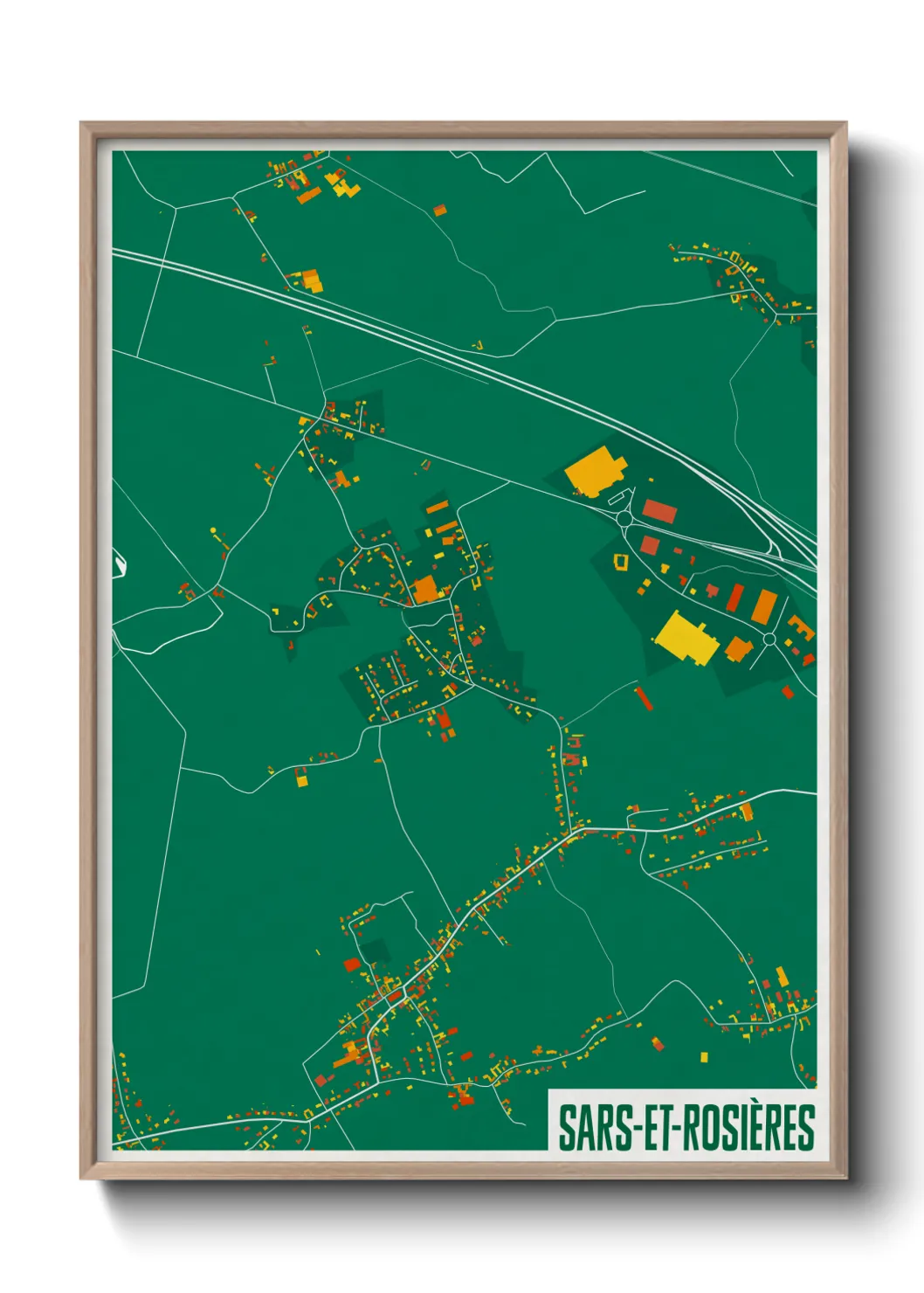 Une affiche de carte sur Sars-et-Rosières