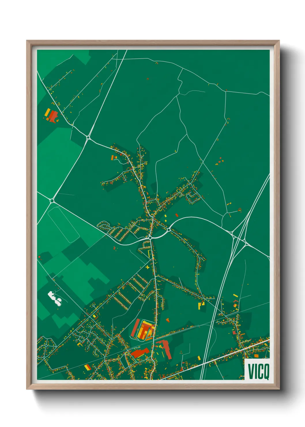 Une affiche de carte sur Vicq