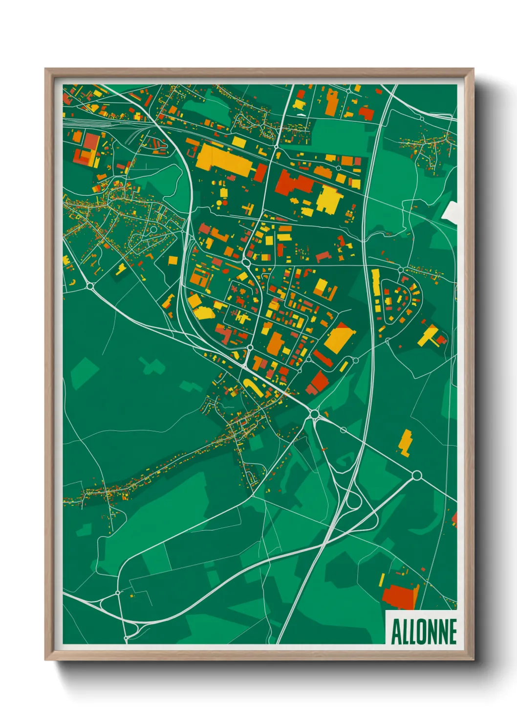 Une affiche de carte sur Allonne