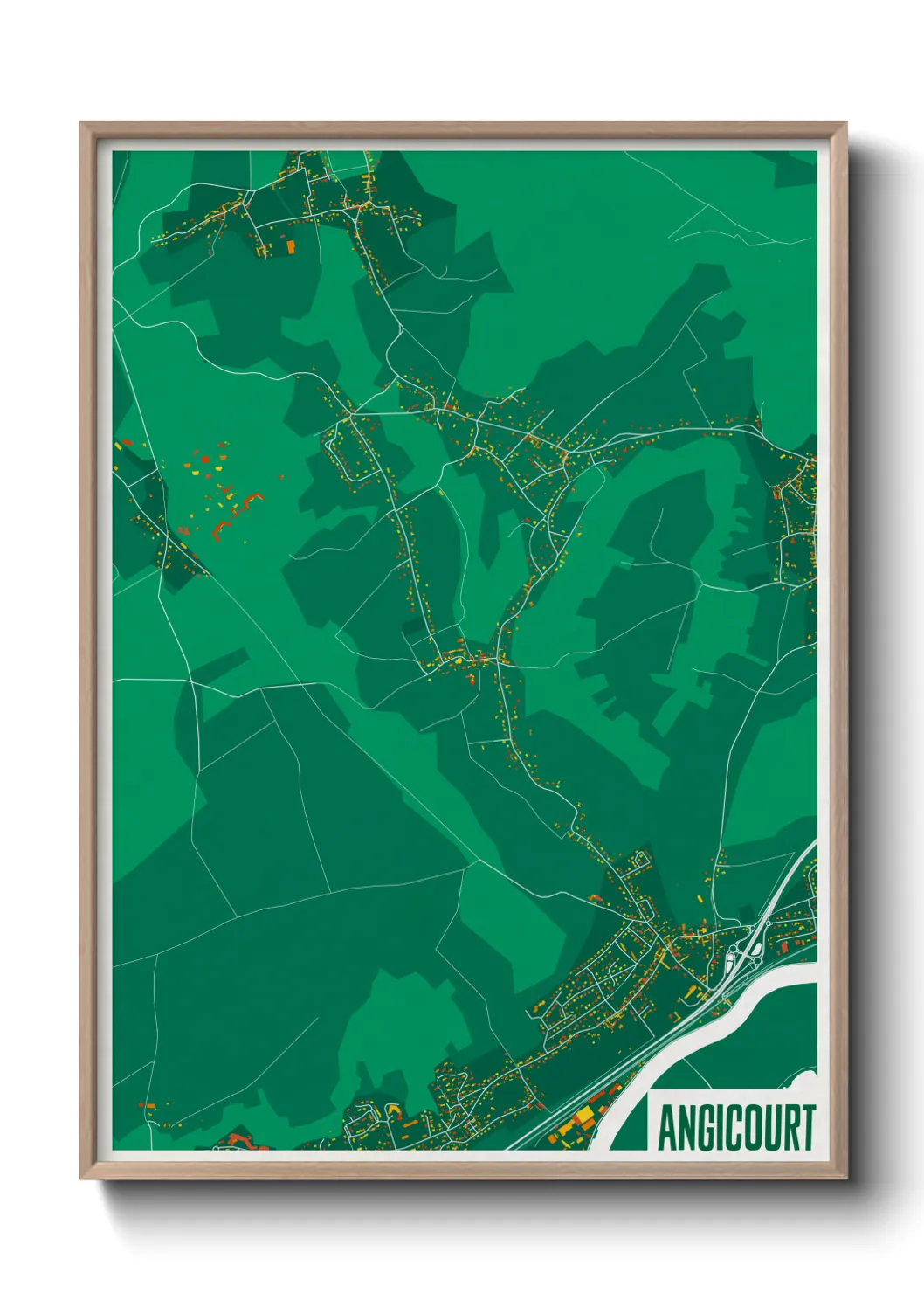 Une affiche de carte sur Angicourt